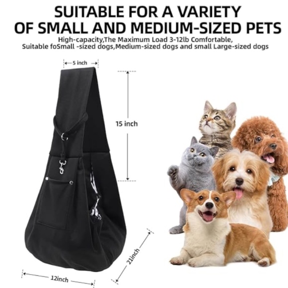 Tomkas Dog / Cat Sling Carrier Small Animal With Safety Leash Black NWT - Picture 8 of 10
